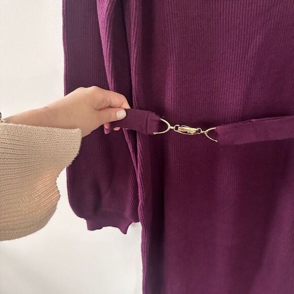 NWT Burgundy Sweater Midi Abigayle Belt Detail Sweater Dress XXL - Picture 9 of 12